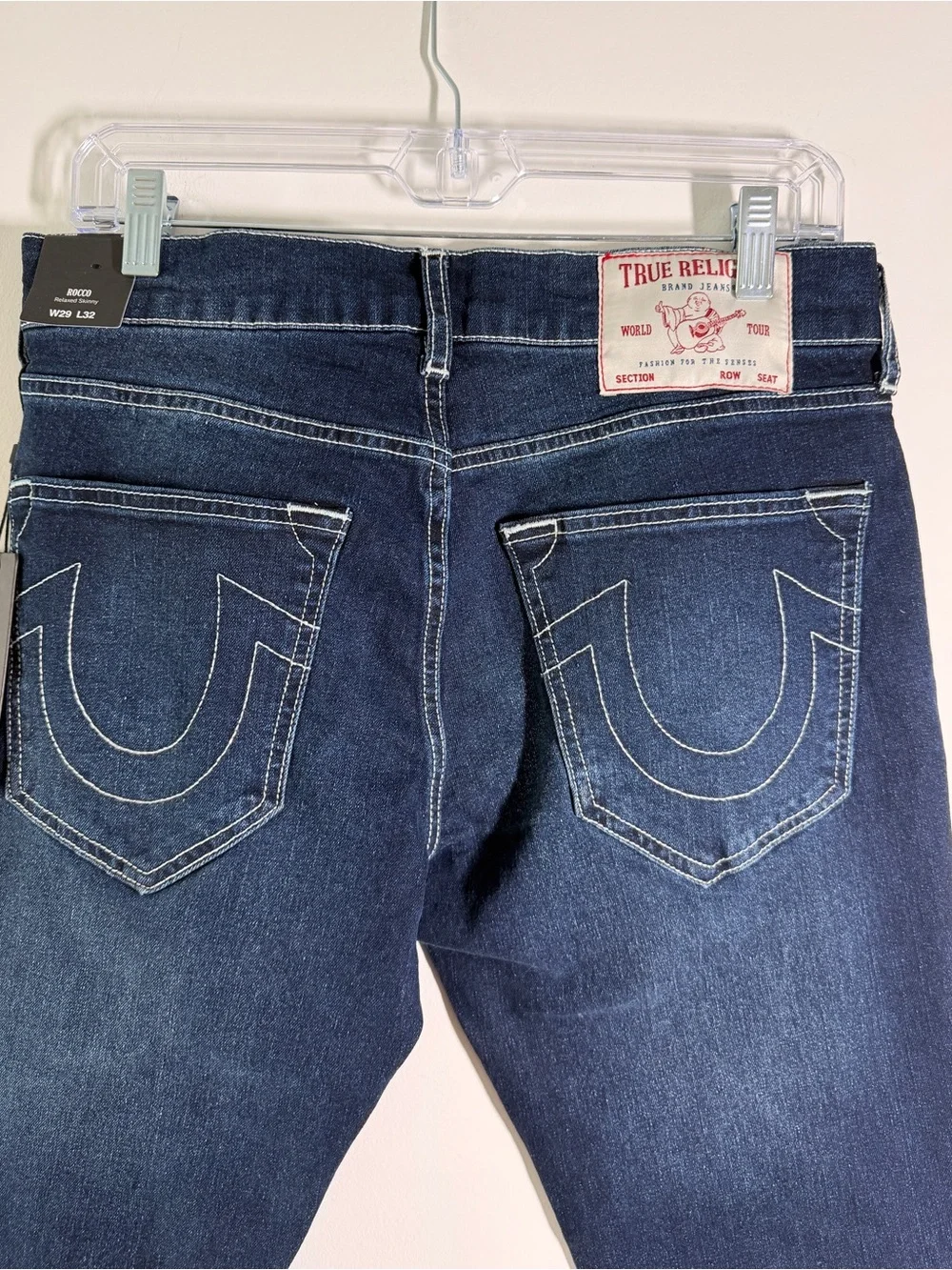 True Religion Rocco Relaxed Skinny Jeans Men 29 Dark Wash Blue Denim Premium Y2K